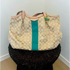 Coach Signature Stripe Tote (Used)